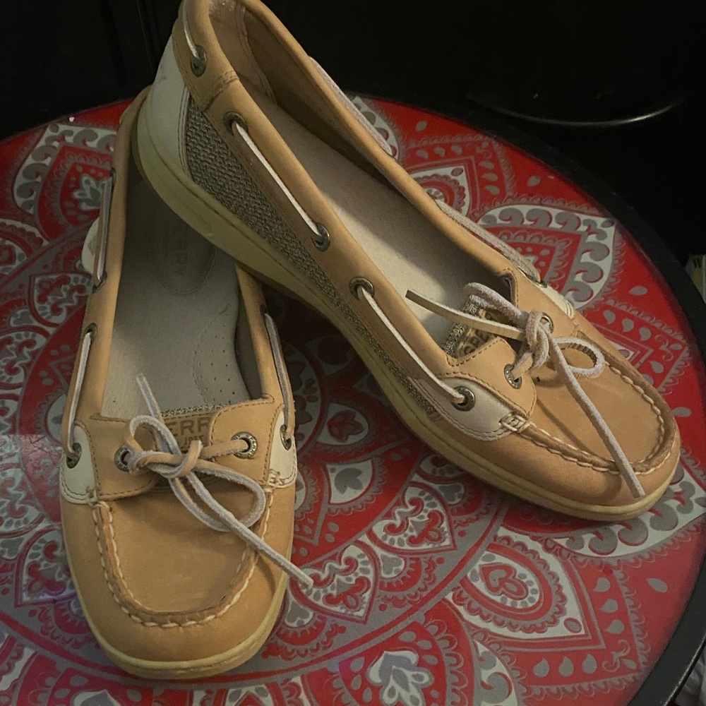 Sperry Tan and Cream Flats